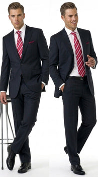 Men’s Black Pinstripe 2 Button Business Suit, Affordable 2 Piece Formal Dress Suit Clearance Sale