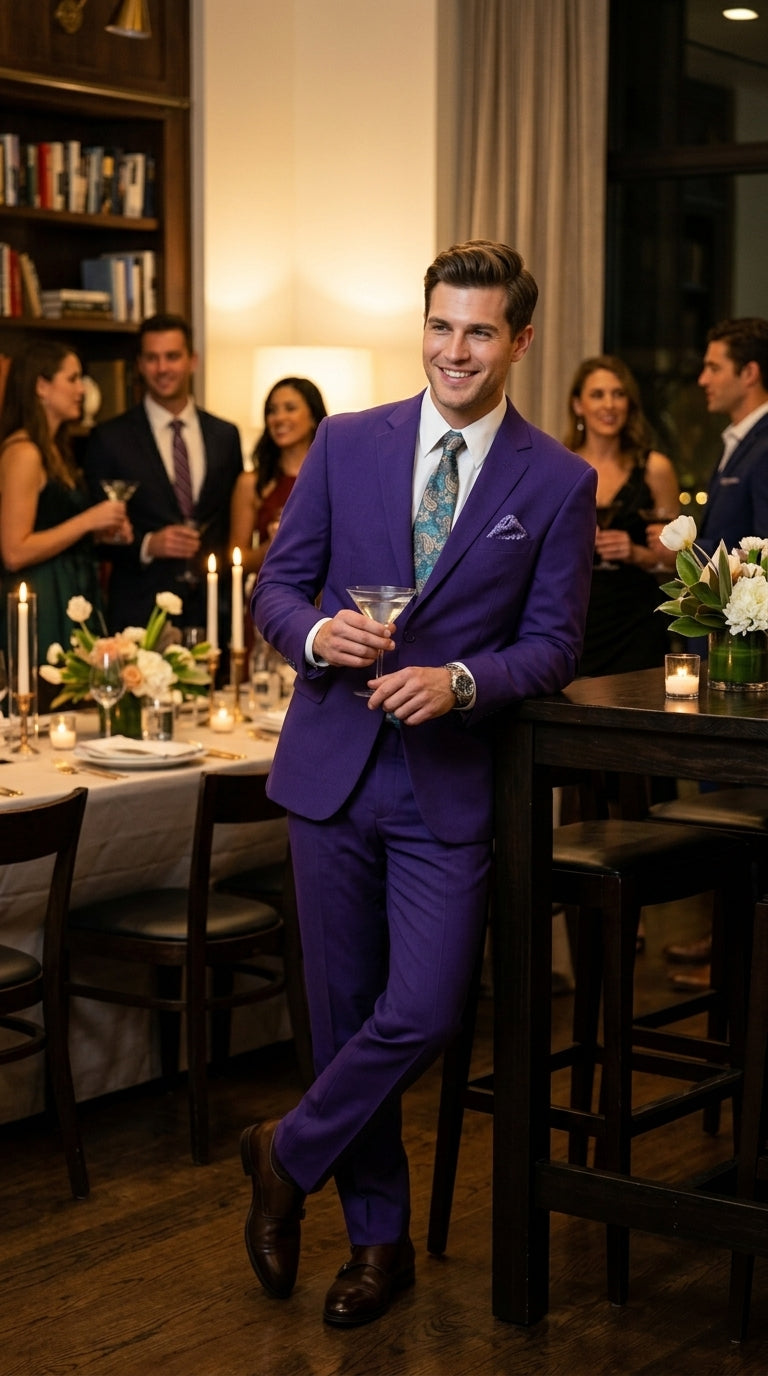 Men’s Purple Easter Suit,  Lightweight 2 Piece Suit for Weddings, Church, Prom & Summer Events Modern Fit