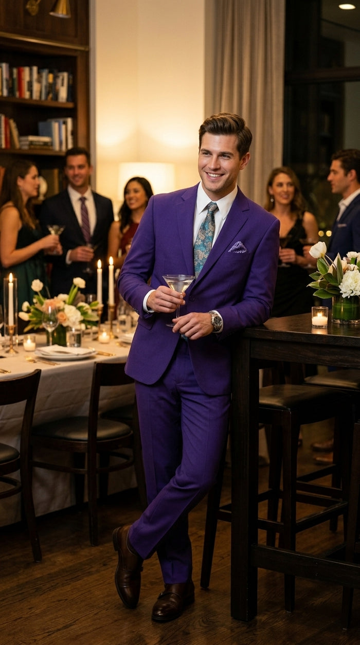Men’s Purple Easter Suit,  Lightweight 2 Piece Suit for Weddings, Church, Prom & Summer Events Modern Fit