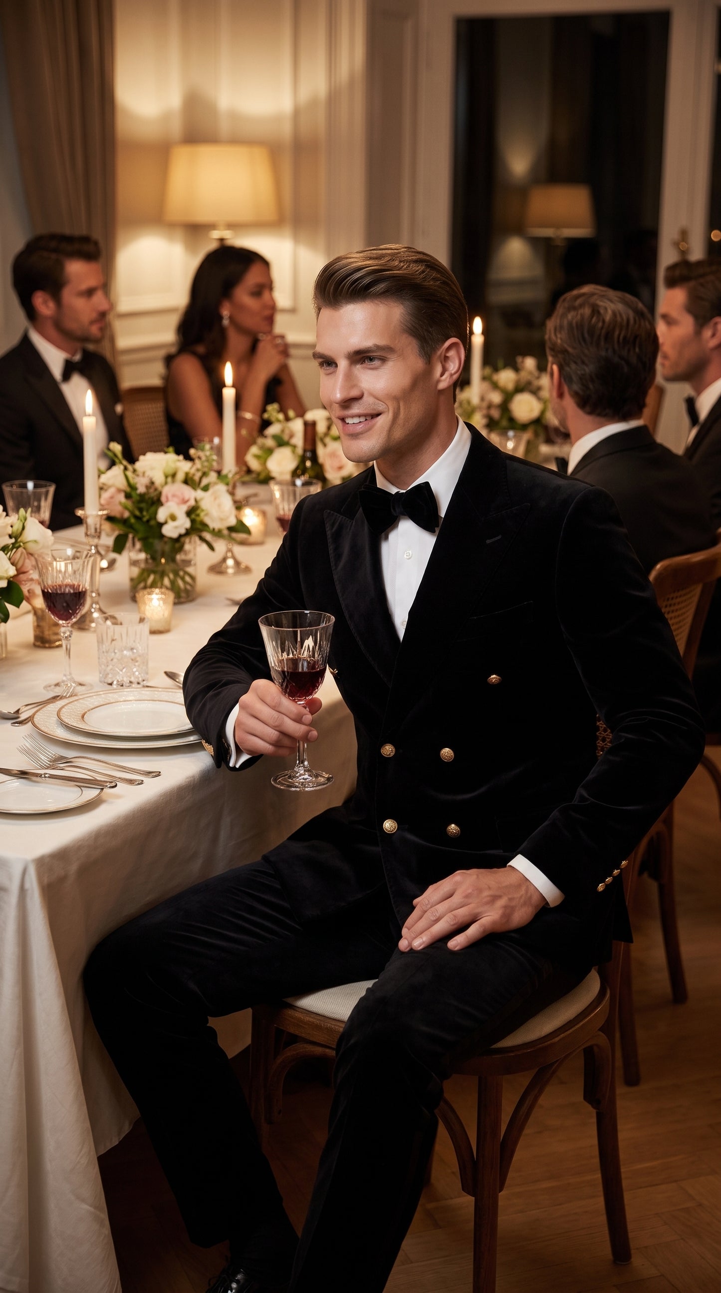 Men’s Rossi Man Zeus Black Velvet Double Breasted Tuxedo Suit, Formal Wedding Prom Dinner Suit Set