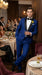 Men’s Royal Blue Tuxedo Dress Suit with Black Shawl Lapel, Formal Wedding Prom Suit