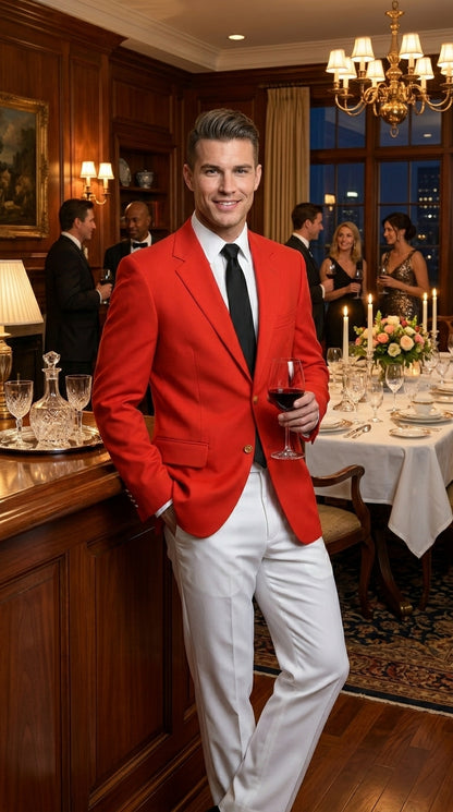 Men's Suit Blazer  Designer Fashion Dress Casual Blazer On Sale Blazer Red