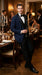 Suit Midnight Dark Navy Blue Suit For Men Tux With Black Lapel Suit Shawl Collar 1 Button Dinner Jacket Looking