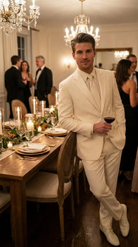 Lucci Classic Ivory 2-Button Budget Tuxedo - Pleated Slacks