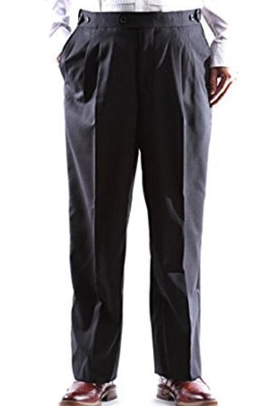Men's Super 140s Black Stretch Wool Tuxedo Pants unhemmed unfinished bottom