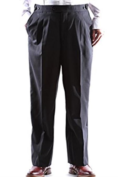 Men's Super 140s Black Stretch Wool Tuxedo Pants unhemmed unfinished bottom