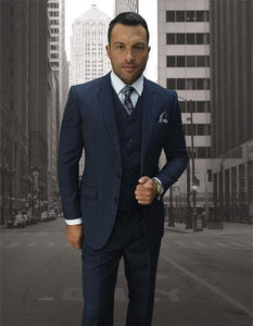 Men's 2 Button Dark Navy Best Italian Style Cut Suits