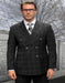 Double Breasted Suit - Wool Plaid Windowpane Suit - Statement Designer Suit Black - 100% Percent Wool Fabric Suit - Worsted Wool Business Suit