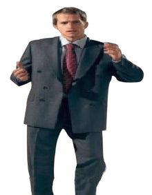 Double Breasted Suit Zippered fly 100%rayon High Quality  Dark Charcoal Gray buttoned Suit