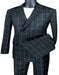 Double Breasted Suits Checkered Suit Modern Fit Black  Plaid Windowpane Fabric