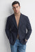 Men’s Double Breasted Navy Blue Pinstripe Blazer – Stripe Sport Coat Jacket