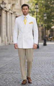 Men’s Classic White Double Breasted Blazer Jacket for Formal & Wedding Wear