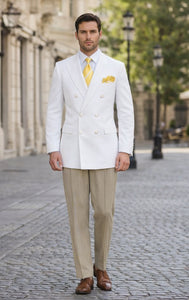 Men’s Classic White Double Breasted Blazer Jacket for Formal & Wedding Wear