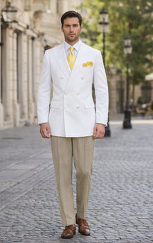 Men’s Classic White Double Breasted Blazer Jacket for Formal & Wedding Wear