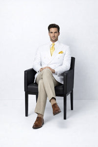 Men’s Classic White Double Breasted Blazer Jacket for Formal & Wedding Wear
