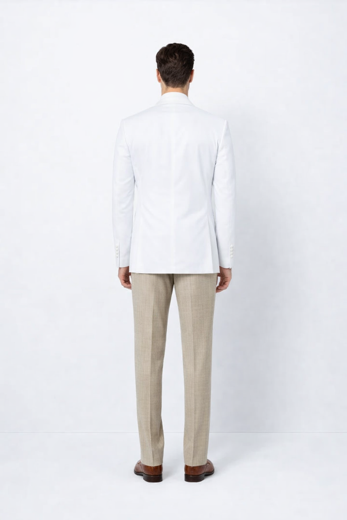 Men’s Classic White Double Breasted Blazer Jacket for Formal & Wedding Wear