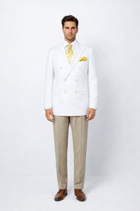 Men’s Classic White Double Breasted Blazer Jacket for Formal & Wedding Wear