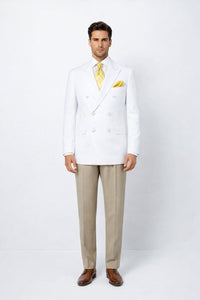 Men’s Classic White Double Breasted Blazer Jacket for Formal & Wedding Wear