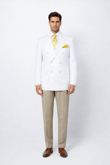 Men’s Classic White Double Breasted Blazer Jacket for Formal & Wedding Wear