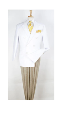 Double Breasted White Blazer - Big And Tall Sport Coat