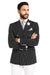 Mens Double Breasted Blazer in Color Black - Pinstripe Sportcoat