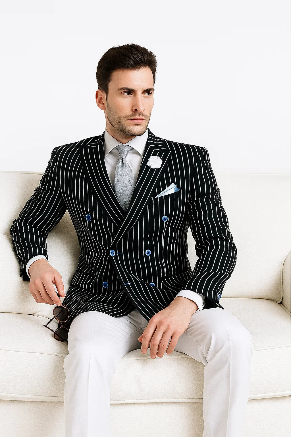  Double Breasted Blazer in Color Black