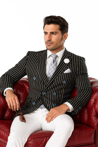  Double Breasted Blazer in Color Black