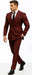 Double Breasted Slim Fit Suit - Burgundy Suit - Tapred Fit Pants