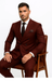 Double Breasted Slim Fit Suit - Burgundy Suit - Tapred Fit Pants