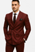 Double Breasted Slim Fit Suit - Burgundy Suit - Tapred Fit Pants