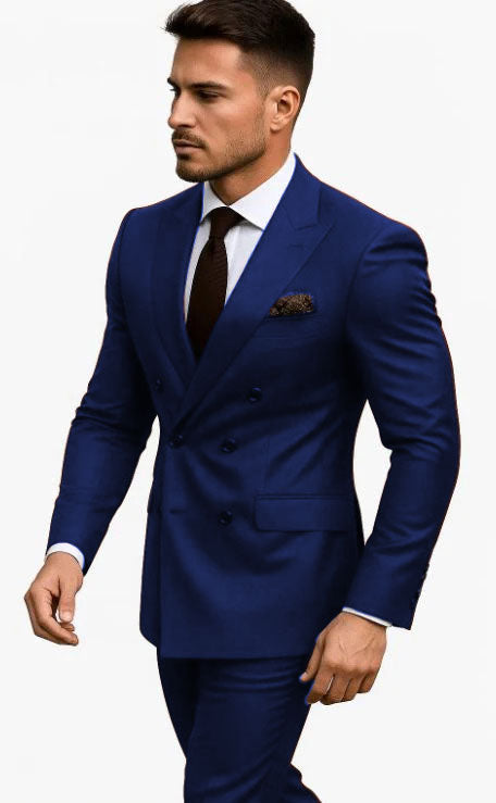 Double Breasted Slim Fit Suit - Burgundy Suit - Tapred Fit Pants - Image 11