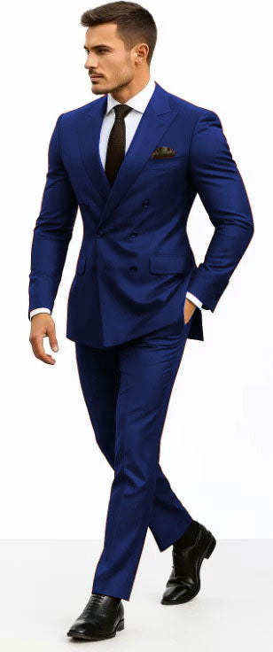 Double Breasted Slim Fit Suit - Burgundy Suit - Tapred Fit Pants - Image 12