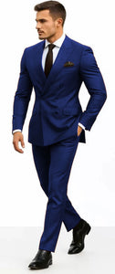 Double Breasted Slim Fit Suit - Burgundy Suit - Tapred Fit Pants