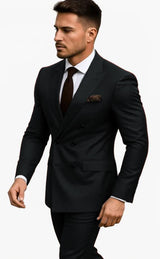 Double Breasted Slim Fit Suit - Burgundy Suit - Tapred Fit Pants - Image 7