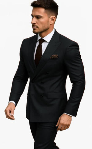 Double Breasted Slim Fit Suit - Burgundy Suit - Tapred Fit Pants - Image 7