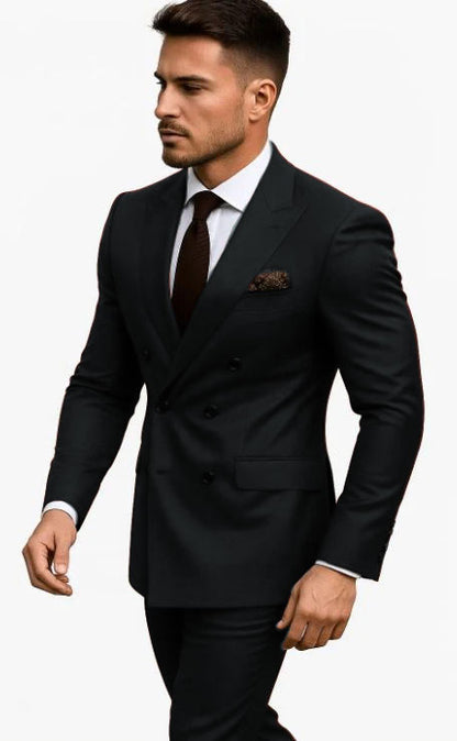 Double Breasted Slim Fit Suit - Burgundy Suit - Tapred Fit Pants - Image 7