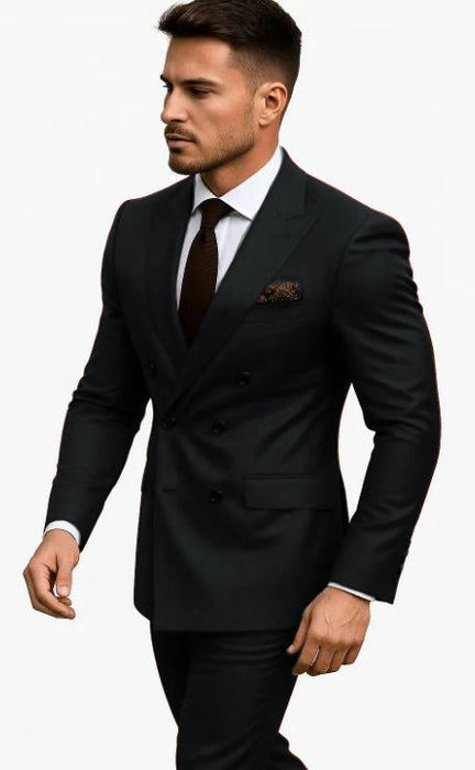 Double Breasted Slim Fit Suit - Burgundy Suit - Tapred Fit Pants