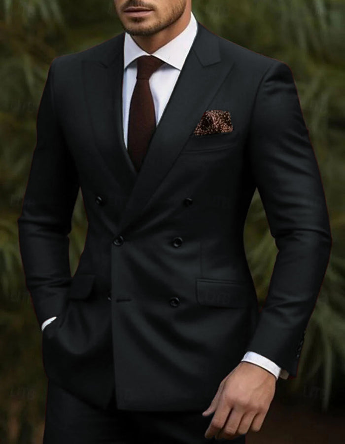 Double Breasted Slim Fit Suit - Burgundy Suit - Tapred Fit Pants - Image 10