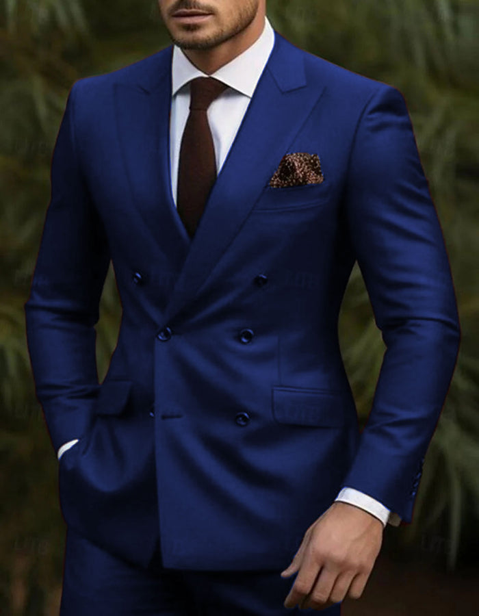 Double Breasted Slim Fit Suit - Burgundy Suit - Tapred Fit Pants - Image 15
