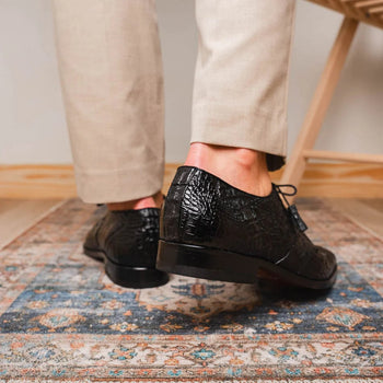 Marco Di Milano Lacio Men's Shoes Black Genuine Caiman Crocodile Dress Derby Oxfords - Image 8