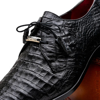 Marco Di Milano Lacio Men's Shoes Black Genuine Caiman Crocodile Dress Derby Oxfords - Image 7