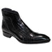 Duca Aprilia Black & Beige Italian Calfskin Crocodile Print Ankle Boots