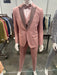 Mens Dusty Pink Three-Piece Slim Fit Tuxedo with Contrast Satin Lapel and Bow Tie