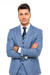 Sharkskin Textured 3-Piece Steel Blue - Dusty Blue Suit