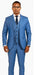 Sharkskin Textured 3-Piece Steel Blue - Dusty Blue Suit