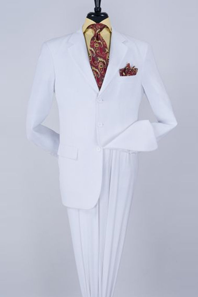 Apollo King Designer Brand + Mens Classic Fit Three Button Poplin Two Piece Suit in White