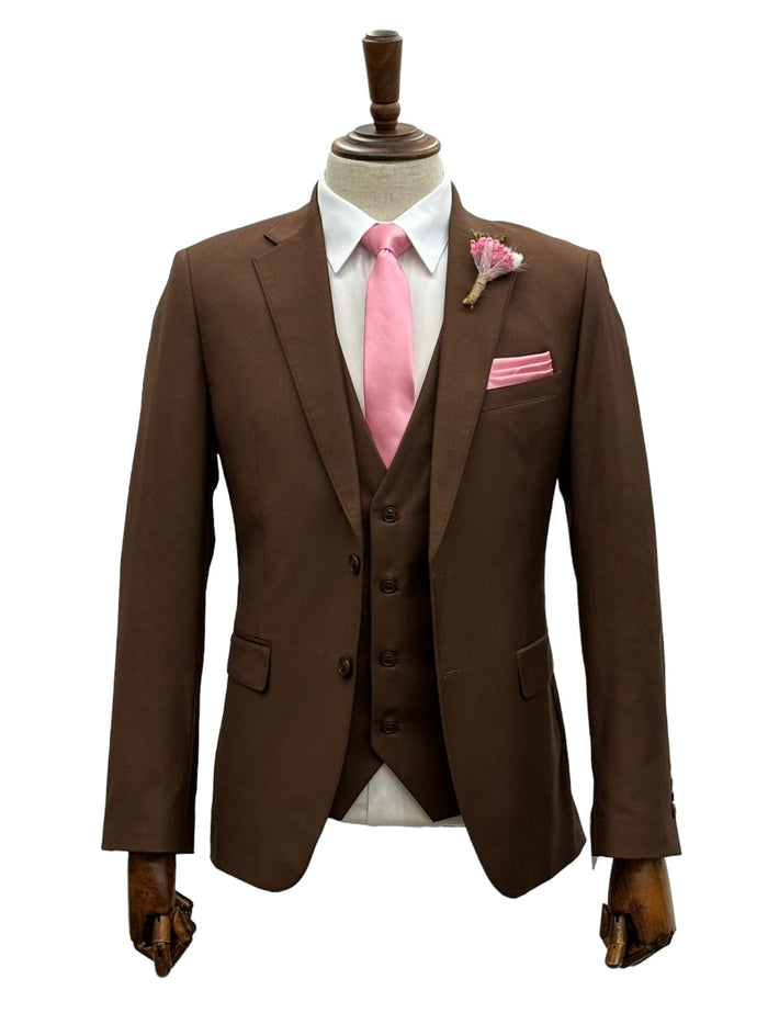 Effetti Suit Designer - 2 button Notch Lapel slim fit EF2N+V-8129 Light Brown Mocca Cappuccino