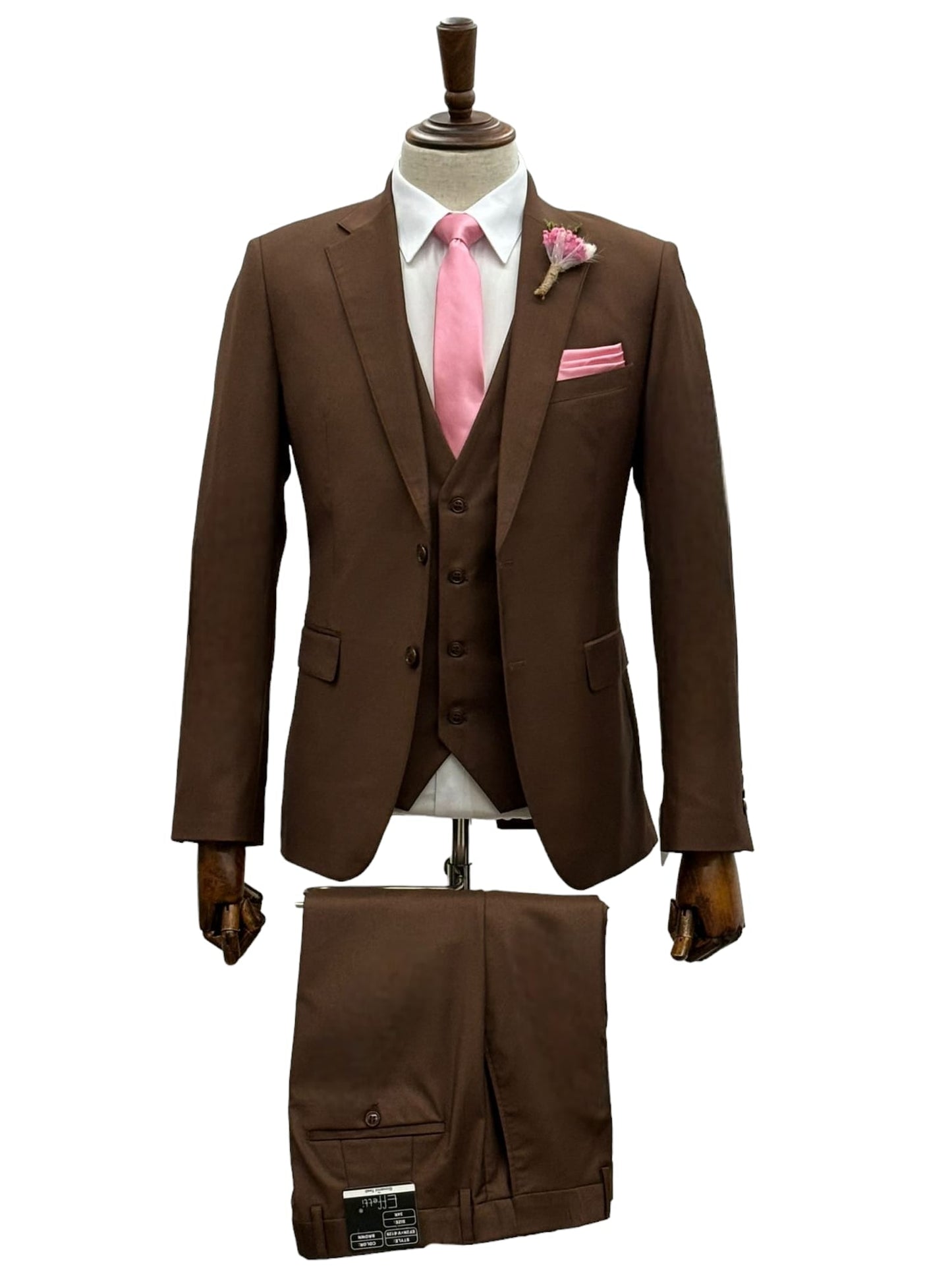 Effetti Suit Designer - 2 button Notch Lapel slim fit EF2N+V-8129 Light Brown Mocca Cappuccino