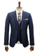Mens Giovanni Testi Navy 3 Piece Suit – Modern Fit 2 Button Notch Lapel, Side Vents, Flex Waist Trousers