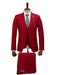 Mens Giovanni Testi Red 3 Piece Suit Set – Notch Lapel Jacket, Matching Vest, Side Vents & Comfort Waist Pants